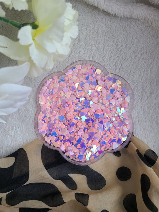 Pink Opal Heart Glitter