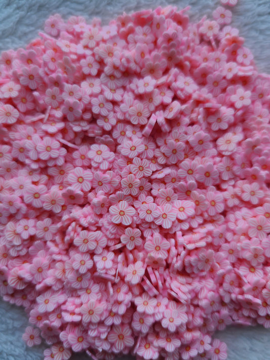 Pink Flowers Polymer Slices